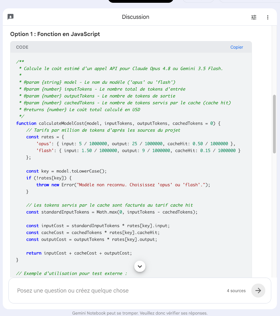 Bloc de code reel avec coloration syntaxique et bouton Copier
