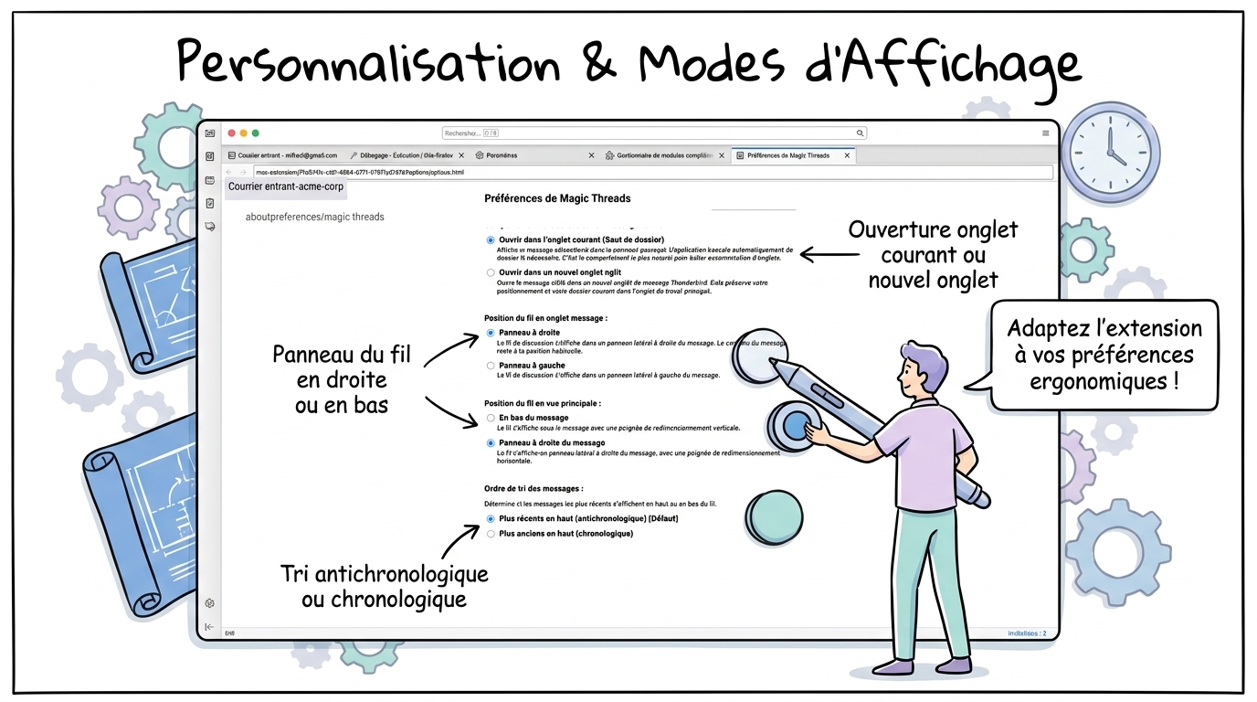 Préférences et options de personnalisation de Magic Threads