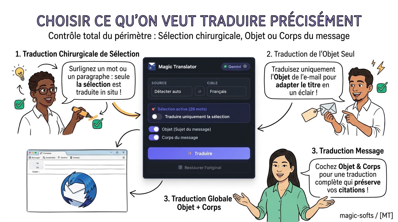 Infographie Sketchnote du choix précis des périmètres de traduction
